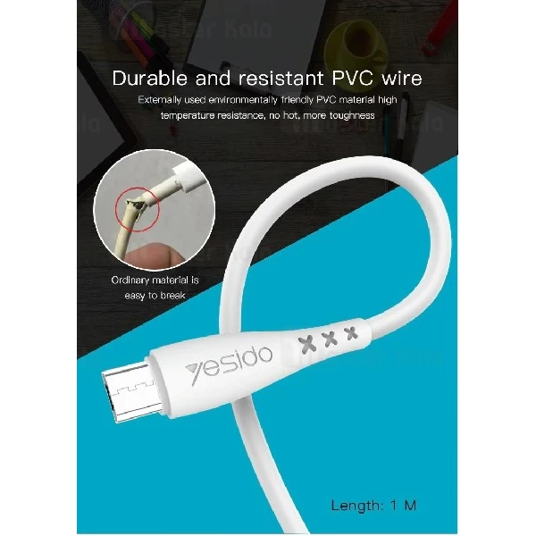 کابل میکرو یو اس بی یسیدو Yesido CA26 Micro USB Cable توان 2.4 آمپر