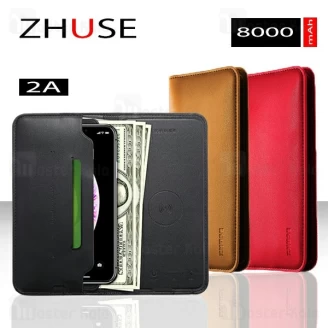 پاوربانک وایرلس 8000 میلی آمپر و کیف چرمی Zhuse ZS-WB-001 Black Hole