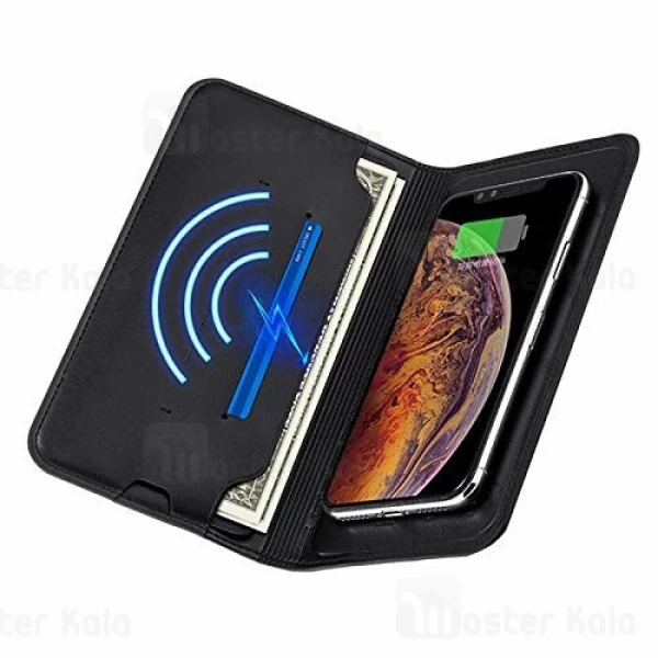 پاوربانک وایرلس 8000 میلی آمپر و کیف چرمی Zhuse ZS-WB-001 Black Hole