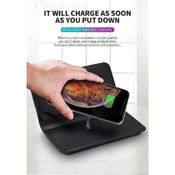 پاوربانک وایرلس 8000 میلی آمپر و کیف چرمی Zhuse ZS-WB-001 Black Hole