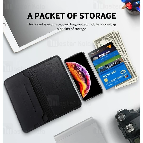 پاوربانک وایرلس 8000 میلی آمپر و کیف چرمی Zhuse ZS-WB-001 Black Hole