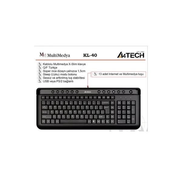 کیبورد ای فورتک A4TECH KL-40 با حروف فارسی