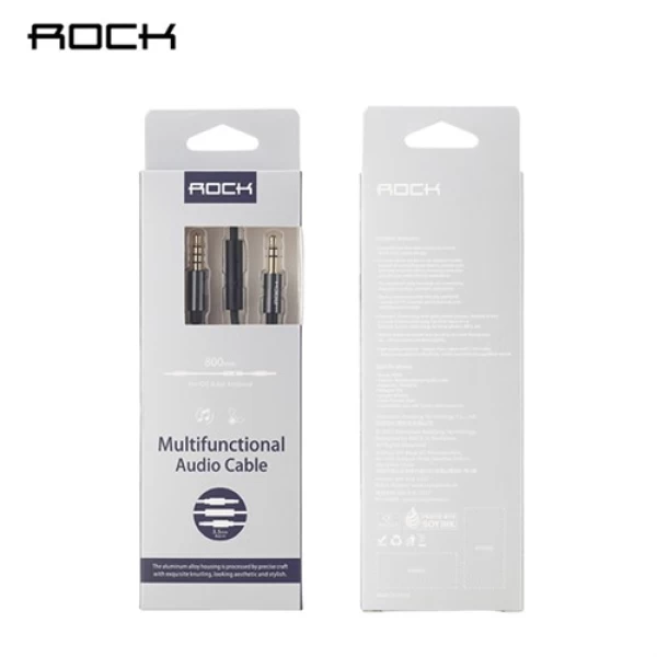 کابل انتقال صدا AUX راک مدل RAU0513 به طول 0.8 متر