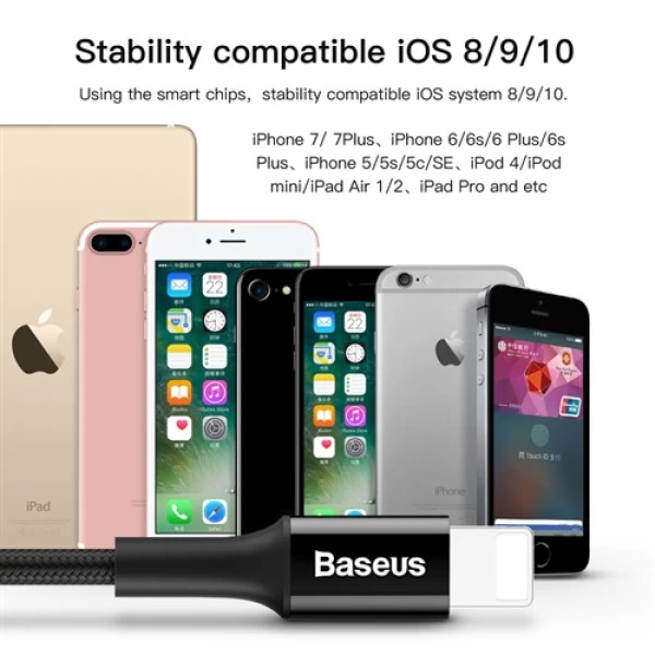 کابل لایتنینگ بیسوس Baseus Shining Cable With Jet Metal
