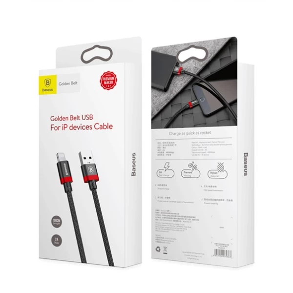 کابل لایتنینگ بیسوس Baseus Golden Belt USB