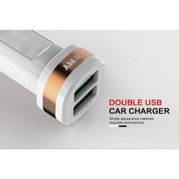 شارژر فندکی 2 پورت Emy امی MY-121 با کابل میکرو یو اس بی