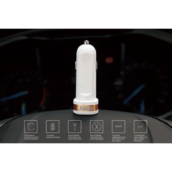 شارژر فندکی 2 پورت Emy امی MY-121 با کابل میکرو یو اس بی