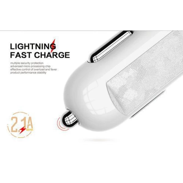 شارژر فندکی 2 پورت Emy امی MY-121 با کابل میکرو یو اس بی