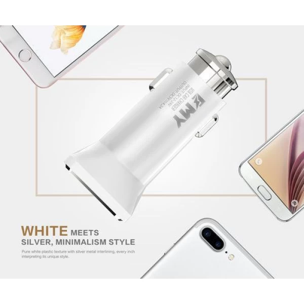 شارژر فندکی 2 پورت Emy امی MY-115 با کابل میکرو یو اس بی