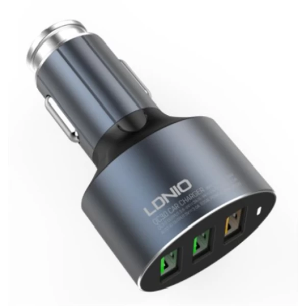 شارژر فندکی فست 3 پورت Qualcomm 3.0 الدینیو LDNIO C703Q با کابل