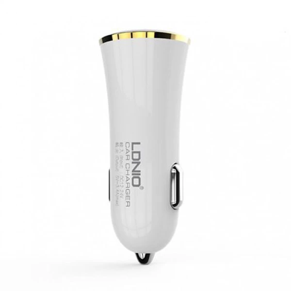شارژر فندکی 2 پورت الدینیو مدل LDNIO DL-C28 با کابل میکرو یو اس بی