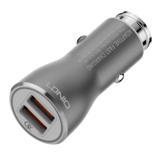 شارژر فندکی 2 پورت Qualcomm 3.0 الدینیو LDNIO C407Q با کابل میکرو یو اس بی