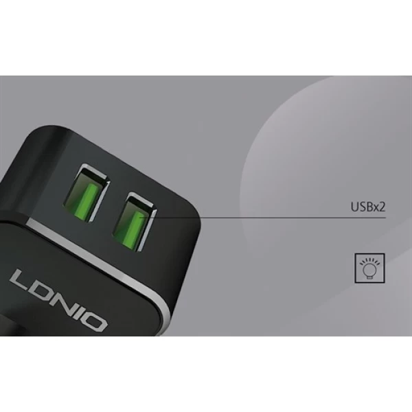 شارژر فندکی الدینیو LDNIO C306 با کابل لایتنینگ آیفون