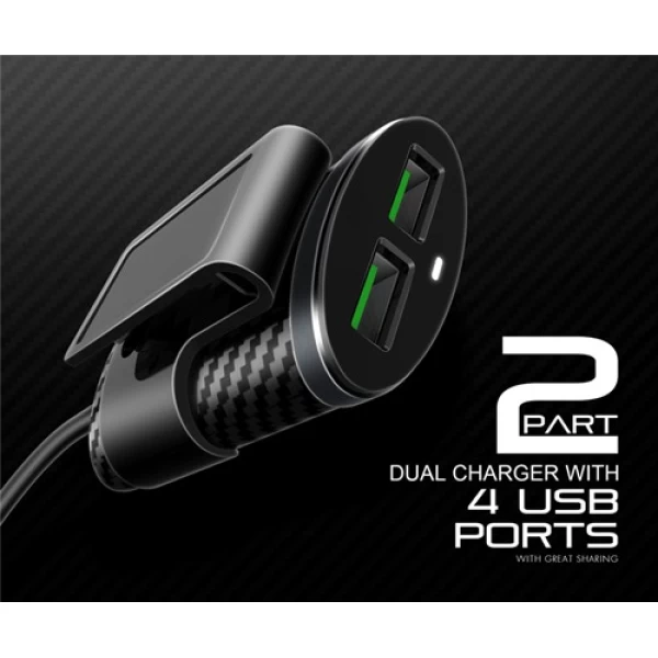 شارژر فندکی و هاب 4 پورت الدینیو LDNIO C502 مناسب اتومبیل با کابل شارژ