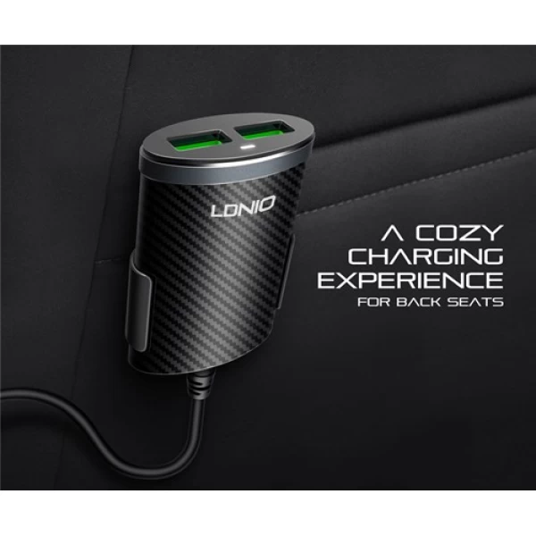 شارژر فندکی و هاب 4 پورت الدینیو LDNIO C502 مناسب اتومبیل با کابل شارژ