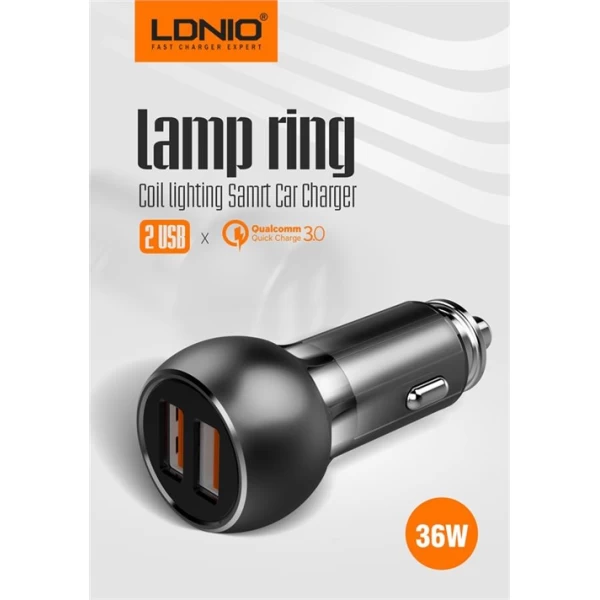 شارژر فندکی 2 پورت الدینیو مدل LDNIO C503Q با کابل