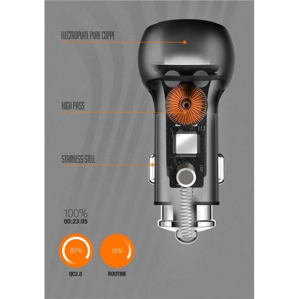 شارژر فندکی 2 پورت الدینیو مدل LDNIO C503Q با کابل