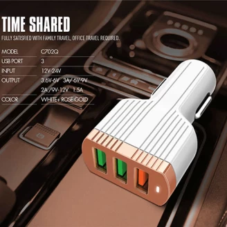 شارژر فندکی فست شارژ 3 پورت الدینیو LDNIO C702Q QC 3.0