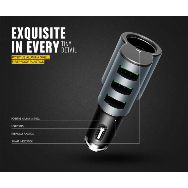 شارژر فندکی 3 پورت الدینیو LDNIO CM11
