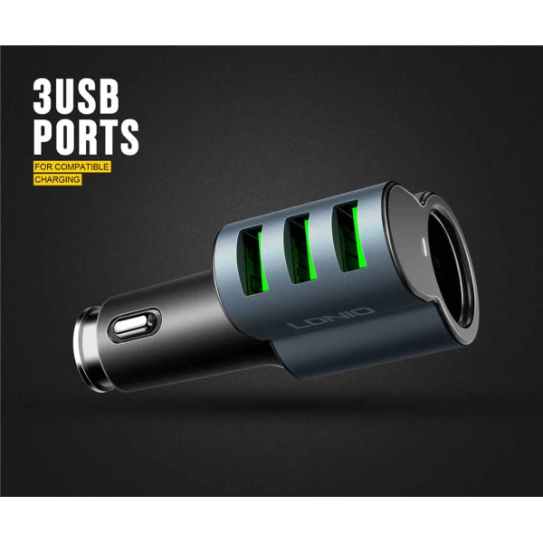 شارژر فندکی 3 پورت الدینیو LDNIO CM11