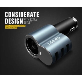 شارژر فندکی 3 پورت الدینیو LDNIO CM11