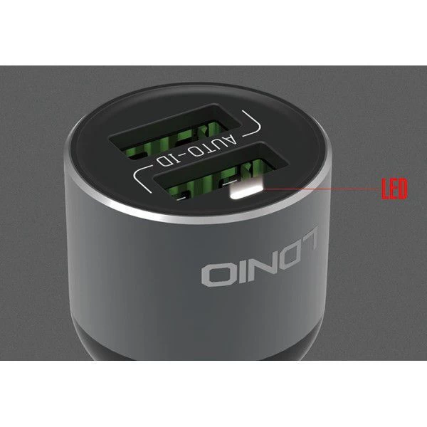 شارژر فندکی 2 پورت الدینیو مدل LDNIO C303 با کابل میکرو یو اس بی