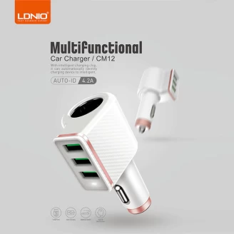 شارژر فندکی 3 پورت الدینیو LDNIO CM12