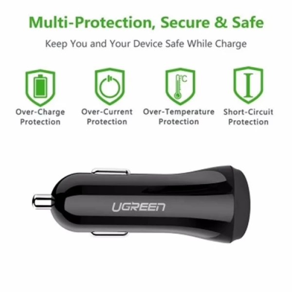 شارژر فندکی 2 پورت یوگرین UGREEN CD114 با لایتنینگ آیفون