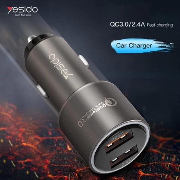 شارژر فندکی فست شارژ 2 پورت Qualcomm 3.0 یسیدو yesido Y25