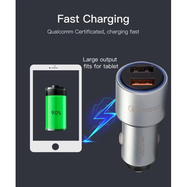شارژر فندکی فست شارژ 2 پورت Qualcomm 3.0 یسیدو yesido Y25