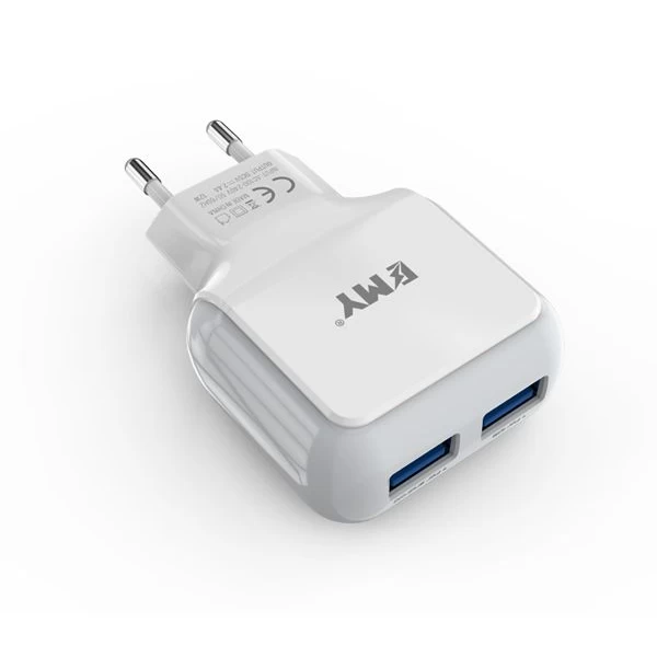 شارژر دیواری 2 خروجی امی Emy مدل MY-220 همراه با کابل