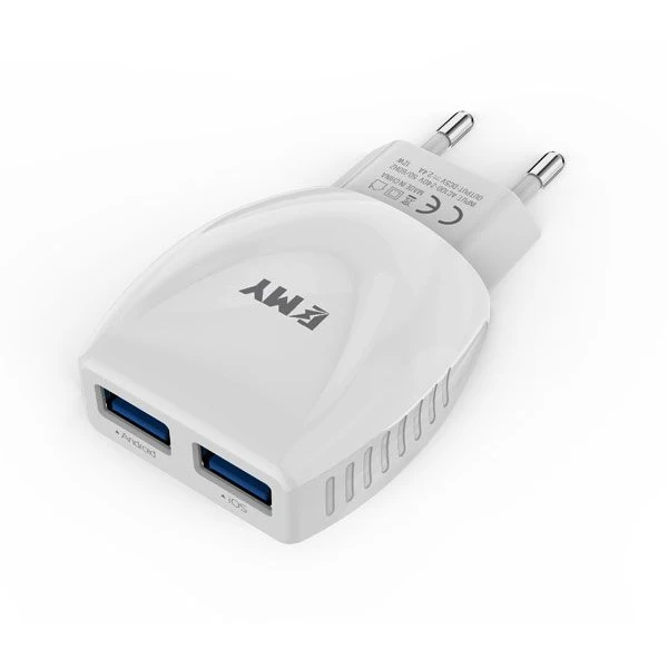 شارژر دیواری 2 خروجی امی Emy مدل MY-221 همراه با کابل