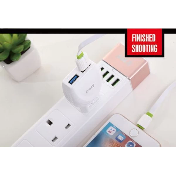 شارژر دیواری 2 خروجی امی Emy مدل MY-221 همراه با کابل