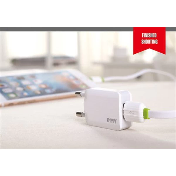 شارژر دیواری 1 خروجی امی Emy مدل MY-223 همراه با کابل لایتنینگ