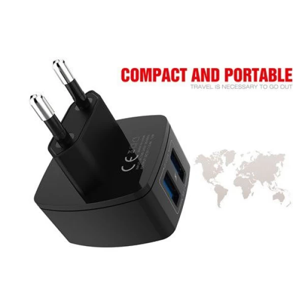 شارژر دیواری 2 خروجی امی Emy مدل MY-227 همراه با کابل لایتنینگ