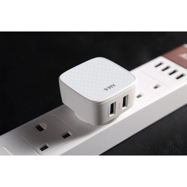 شارژر دیواری 2 خروجی امی Emy مدل MY-266 همراه با کابل