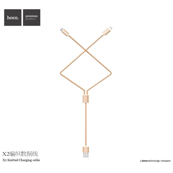 کابل دو کاره لایتنینگ و میکرو یو اس بی هوکو Hoco X2 ساختار کنفی