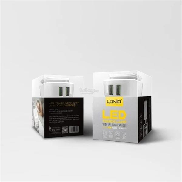 آداپتور شارژر 2 پورت و چراغ خواب الدینیو LDNIO A2205 با کابل شارژ