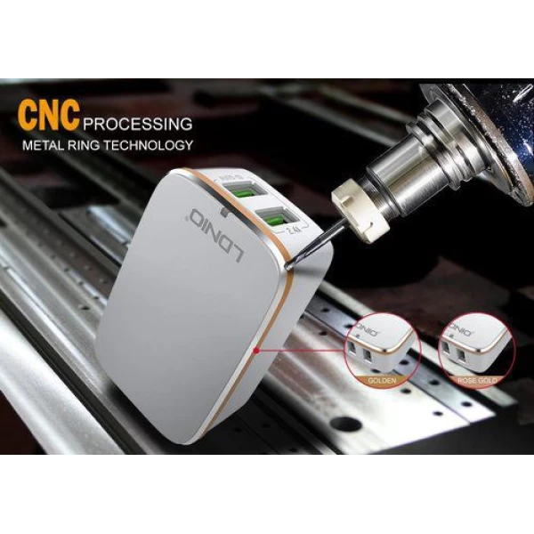 شارژر دیواری 2 خروجی الدینیو LDNIO مدل A2204 همراه با کابل