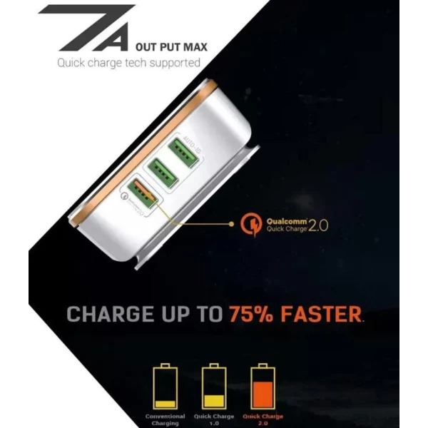 هاب شارژر 6 پورت 7 آمپر فست شارژ Qualcomm الدینیو LDNIO A6704