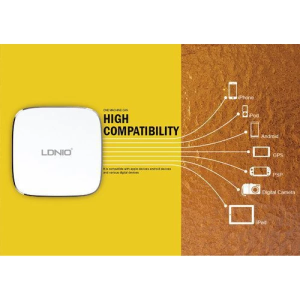 هاب شارژر 6 پورت 7 آمپر فست شارژ Qualcomm الدینیو LDNIO A6704