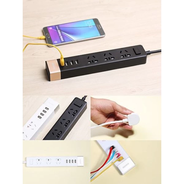 سه راهی برق و شارژر 4 پورت USB ریمکس Remax RU-S2 POWER STRIP