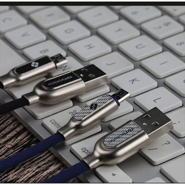 کابل میکرو یو اس بی توتو TOTU LI37 Han Series Carbon Fiber Fabric