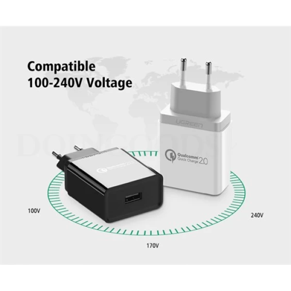آداپتور شارژر فست شارژ 2.0 Qualcomm یوگرین UGREEN CD122