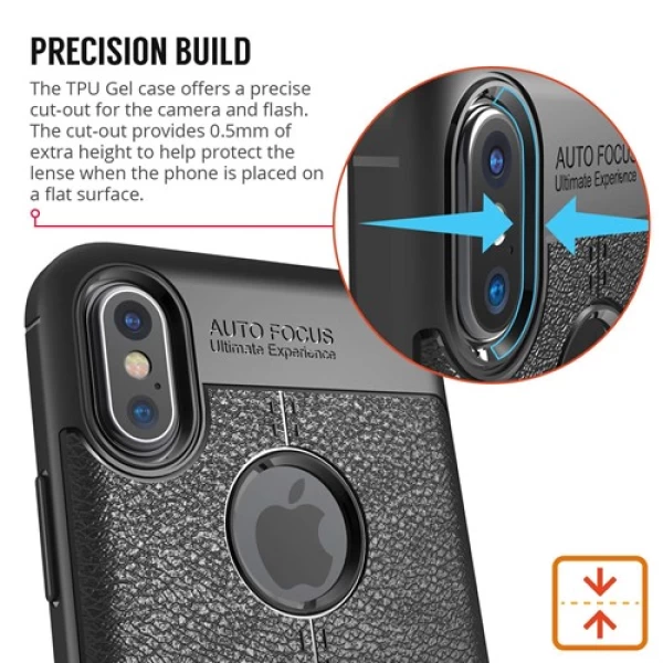 قاب محافظ ژله ای طرح چرم Apple iPhone X / XS مدل Auto Focus