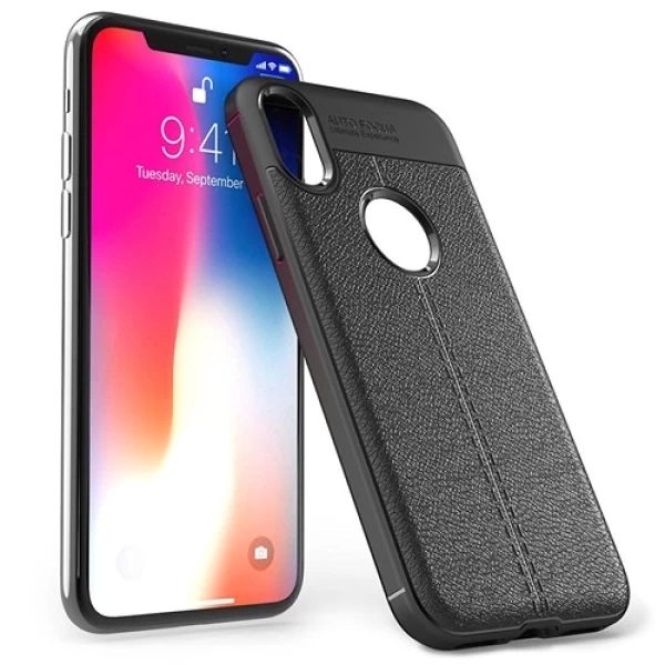 قاب محافظ ژله ای طرح چرم Apple iPhone X / XS مدل Auto Focus