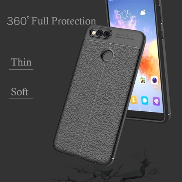 قاب محافظ ژله ای طرح چرم Huawei Honor 7x مدل Auto Focus