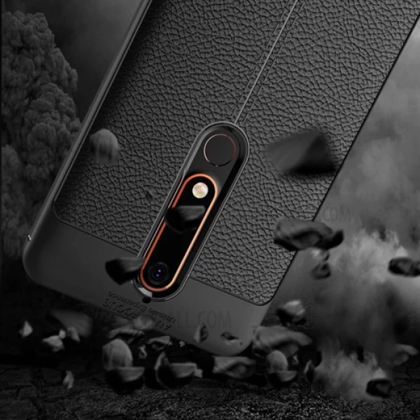 قاب محافظ ژله ای طرح چرم Nokia 6.1 2018 مدل Auto Focus