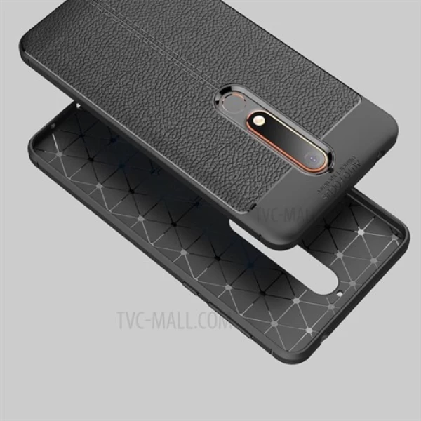 قاب محافظ ژله ای طرح چرم Nokia 6.1 2018 مدل Auto Focus