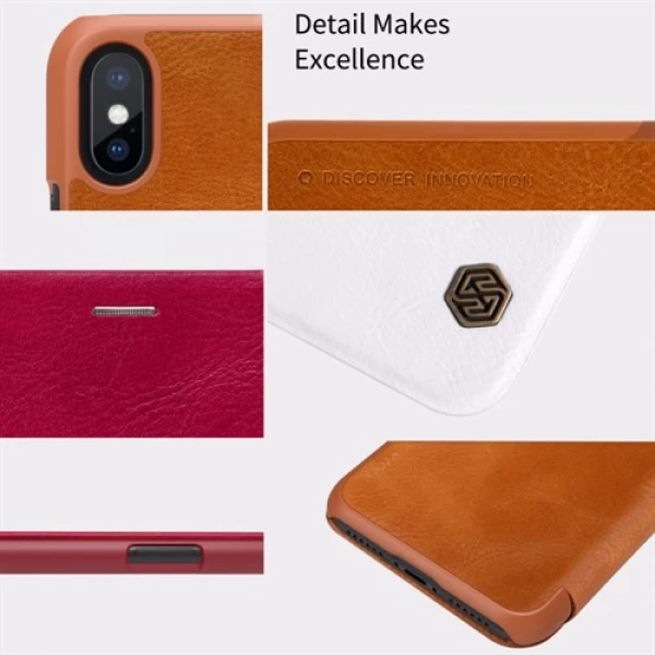 کیف چرمی نیلکین آیفون Apple iPhone X / XS Nillkin Qin Leather Case
